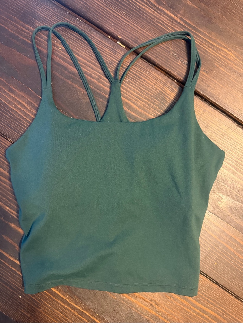 Fabletics Dark Green Double-Strap Crop Sports bra